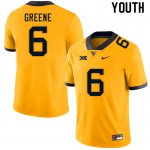 Youth West Virginia Mountaineers NCAA #6 Garrett Greene Gold Authentic Nike Stitched College Football Jersey XN15I78TB